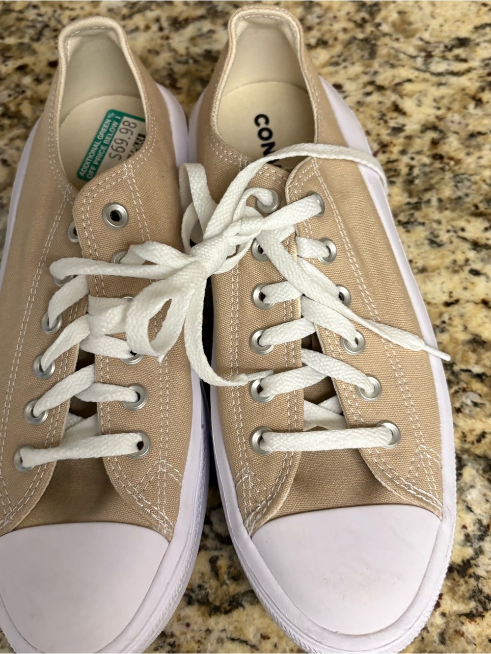 Converse Kids Low Top Sneakers in Beige with White Accents